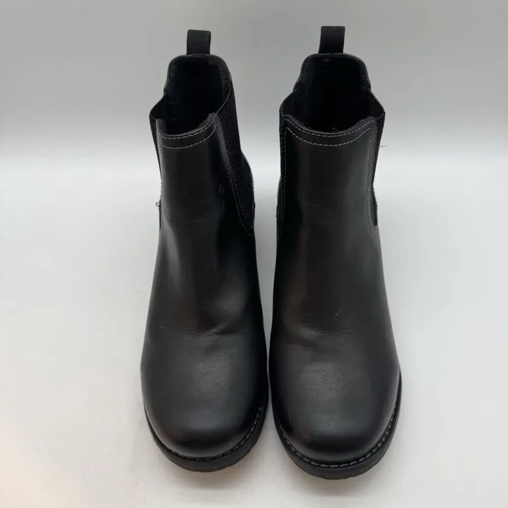 Eastland Jasmine Chelsea Boots Woman's 8.5W Black Faux Leather Chunky 2149-01